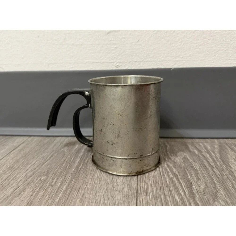 Vintage Small 1 Cup Flour Sifter With Squeeze Handle 3.75” Kitchen Gadget